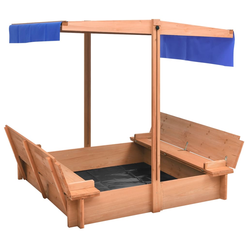 Sandkasse med tak gran 112x112x112 cm