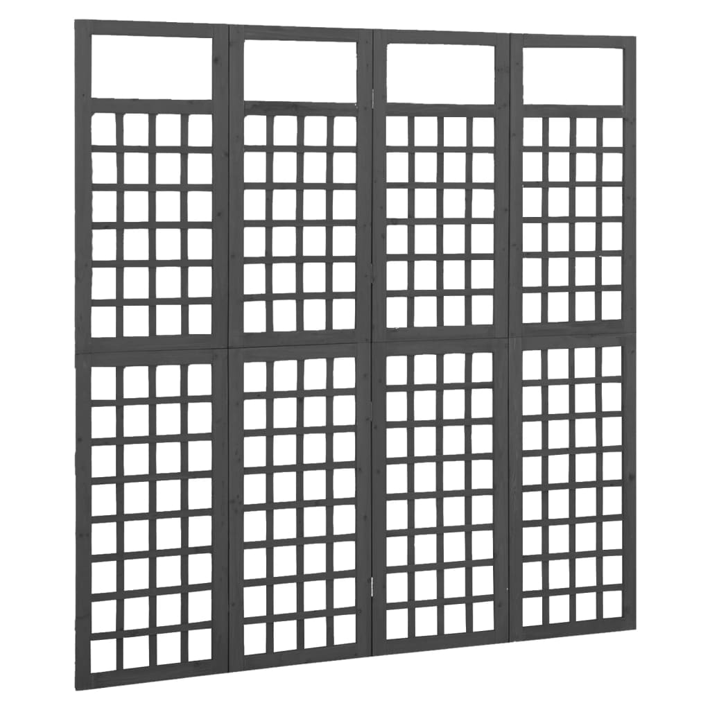 Romdeler/espalier 4 paneler heltre gran svart 161x180 cm