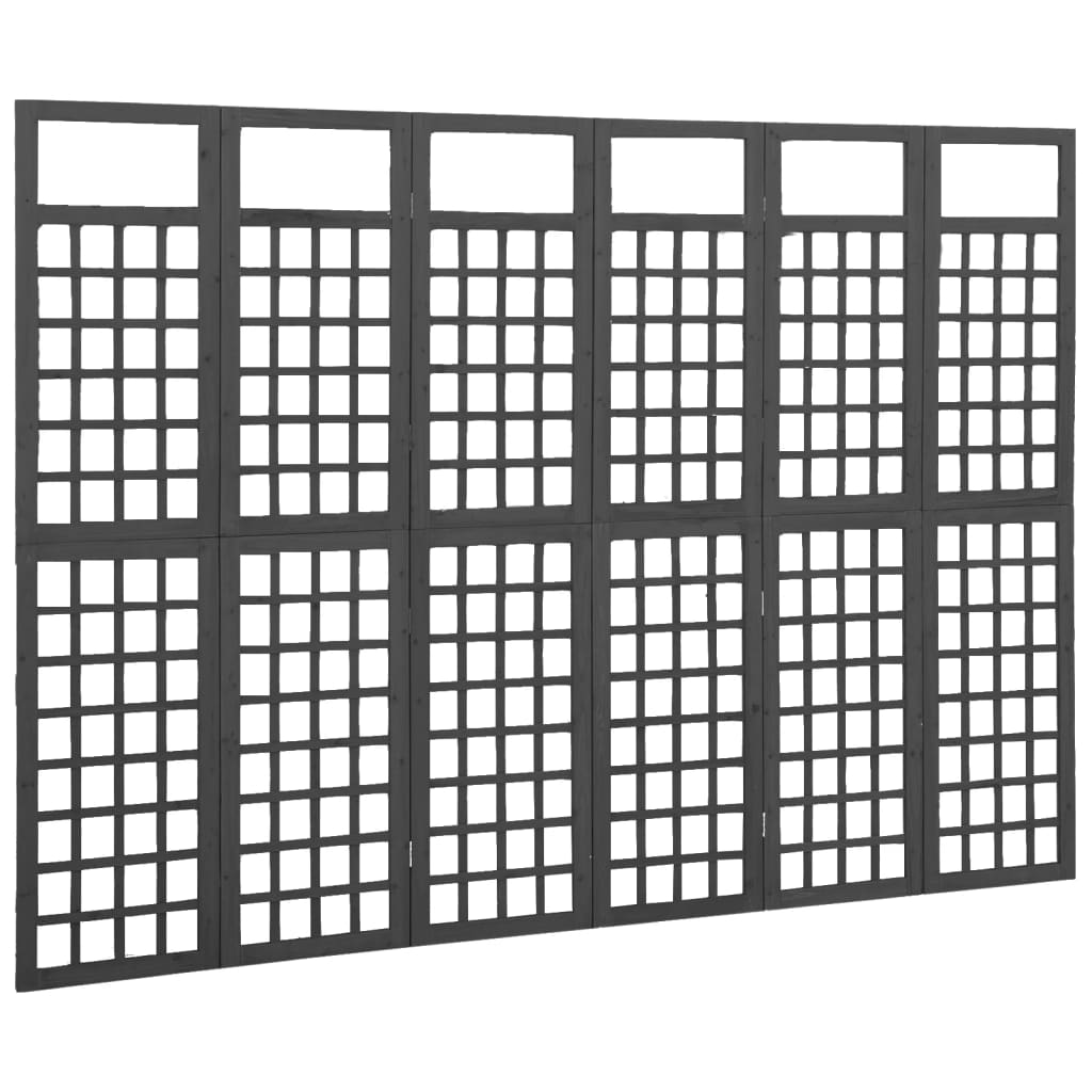 Romdeler/espalier 6 paneler heltre svart 242,5x180 cm vidaXL