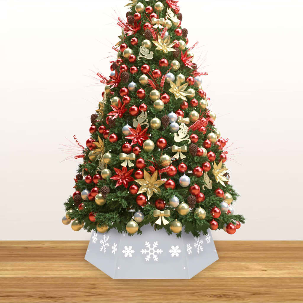 Juletreskjørt sølv og hvitt Ø68x25 cm