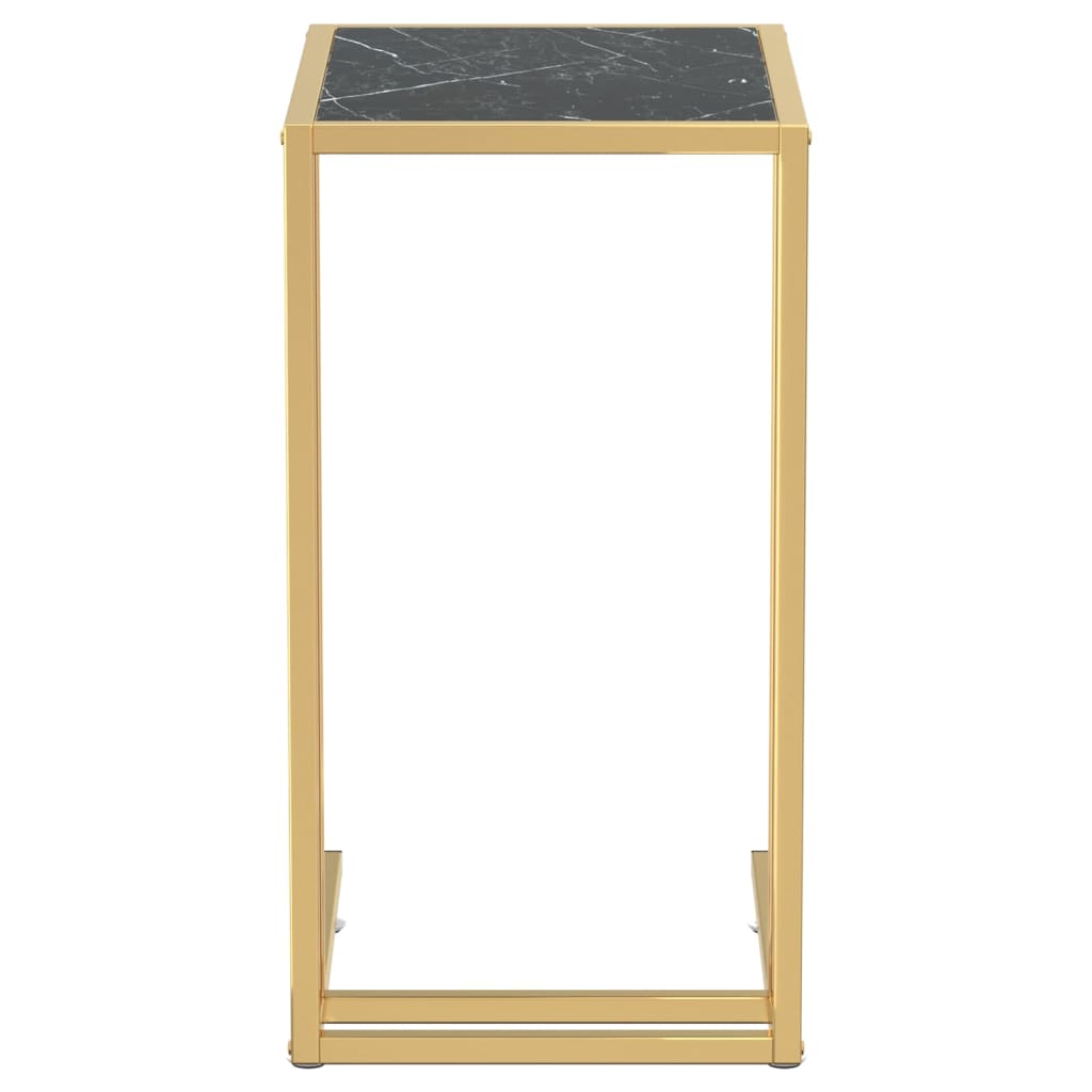 Sidebord for PC svart marmor 50x35x65 cm herdet glass