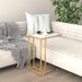 Sidebord for PC hvit marmor 50x35x65 cm herdet glass