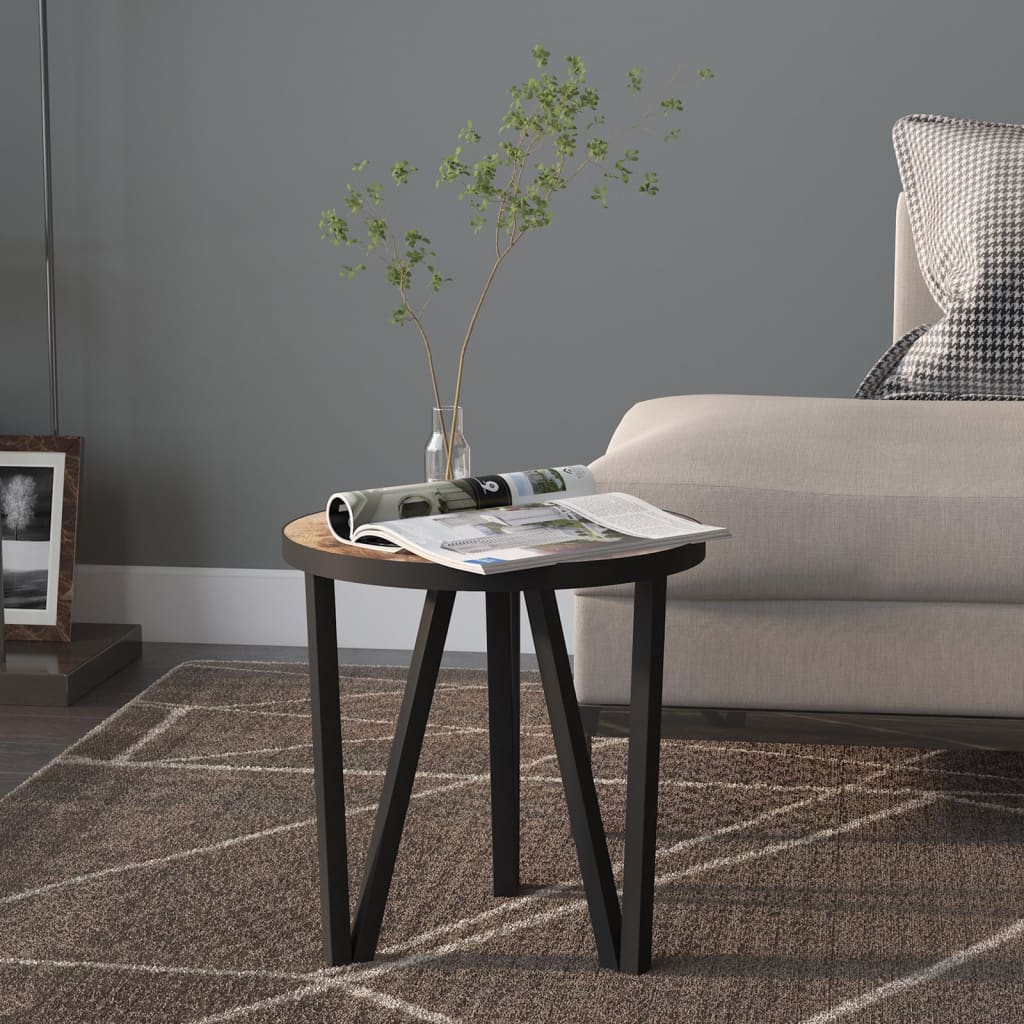Tebord svart og gul Ø35 cm MDF
