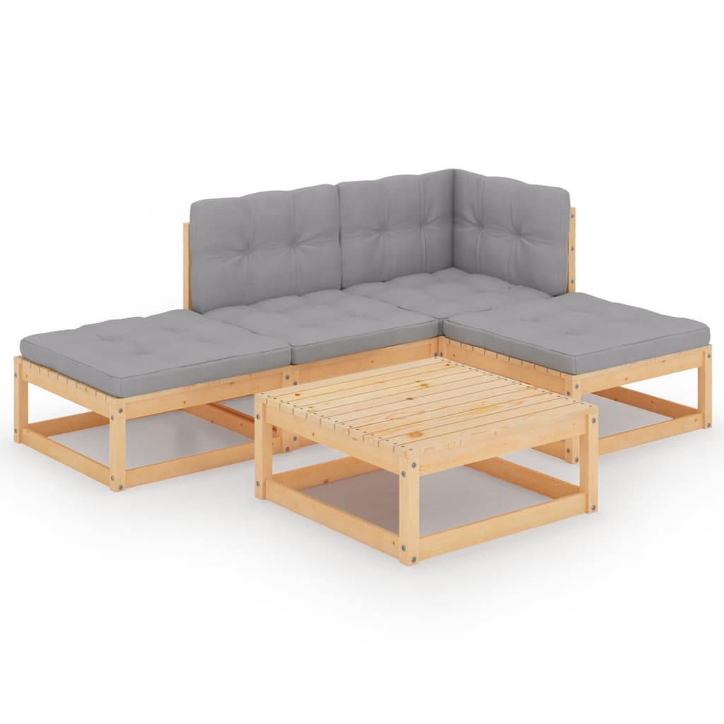 Hagesofagruppe med puter 5 deler heltre furu