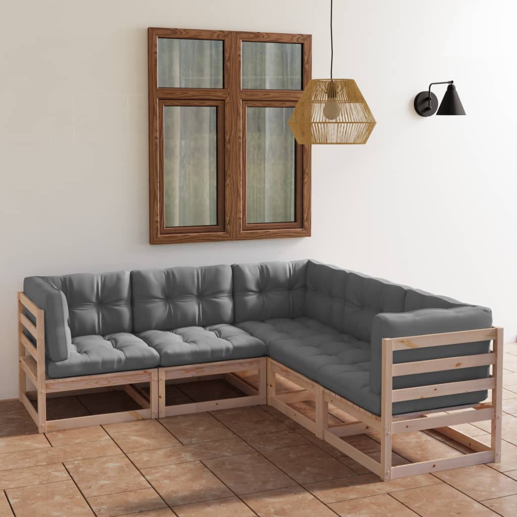 Hagesofagruppe med puter 5 deler heltre furu