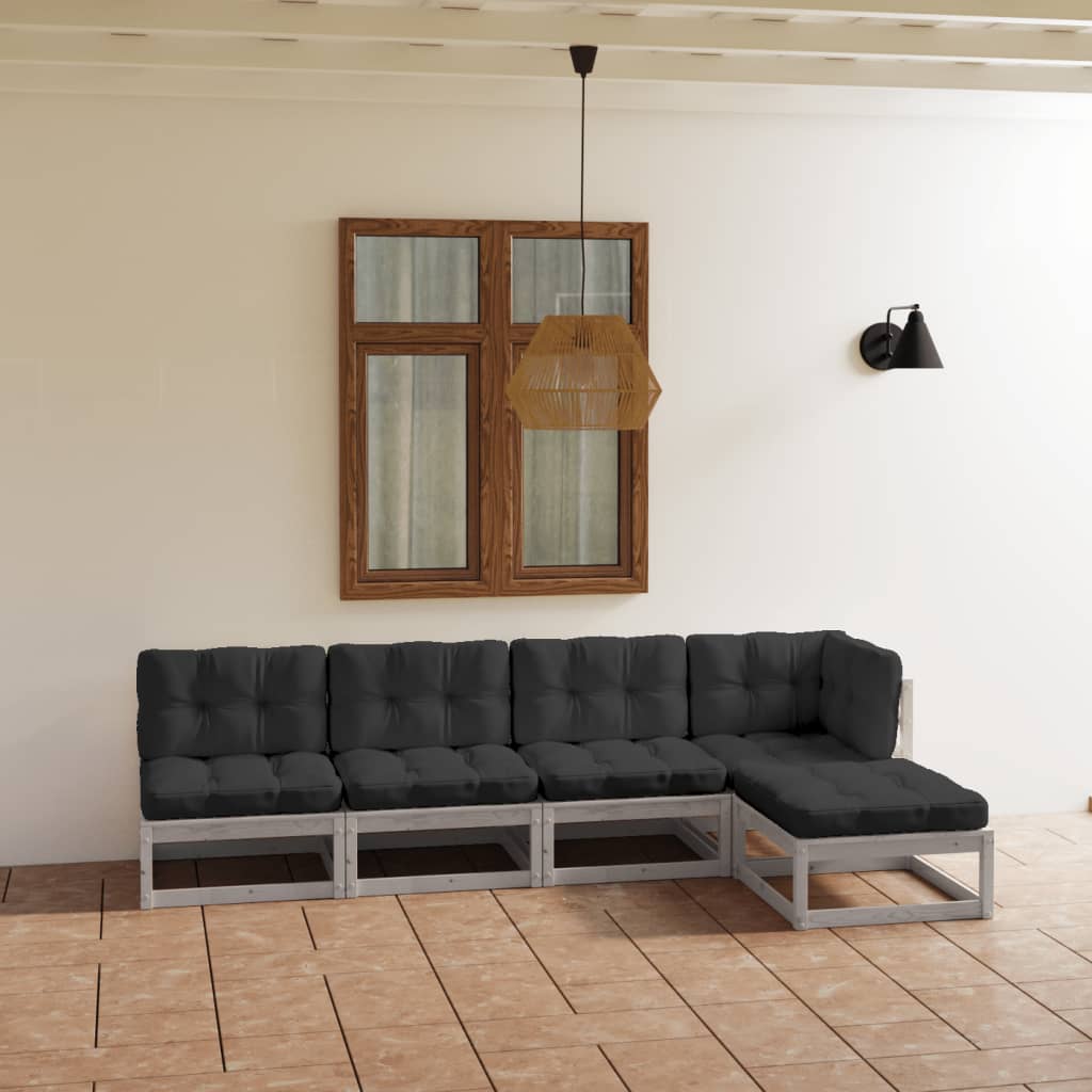 Hagesofagruppe med puter 5 deler heltre furu