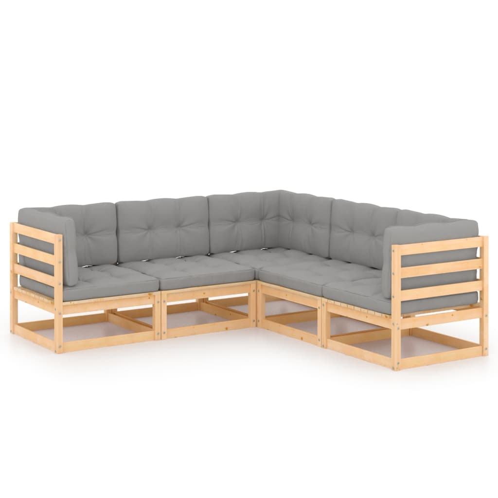 Hagesofagruppe med puter 5 deler heltre furu