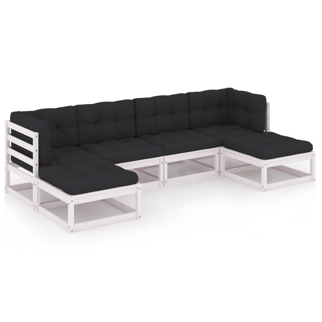 Hagesofagruppe med puter 6 deler hvit heltre furu