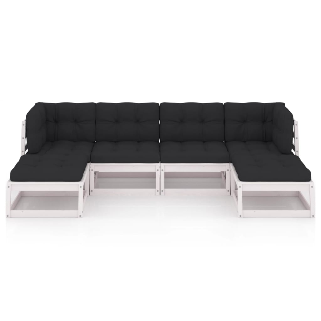 Hagesofagruppe med puter 6 deler hvit heltre furu