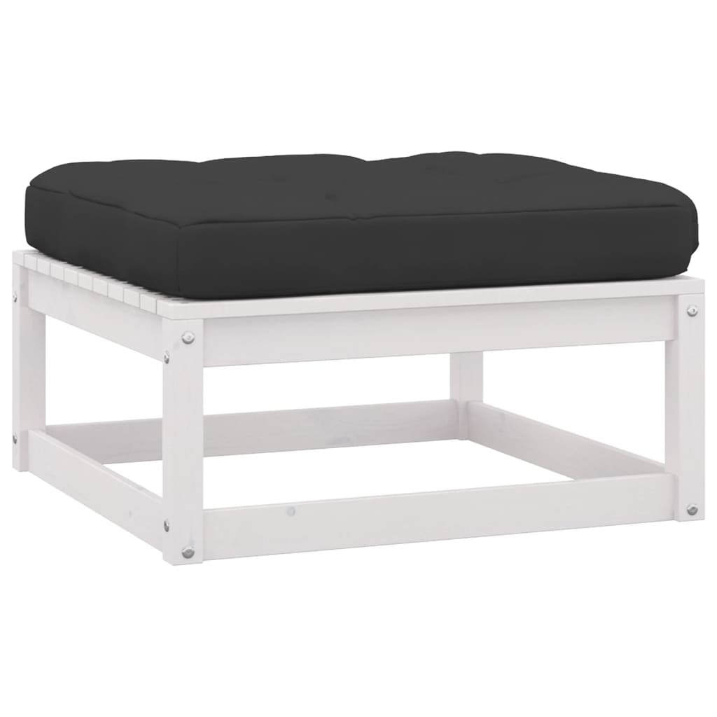 Hagesofagruppe med puter 6 deler hvit heltre furu