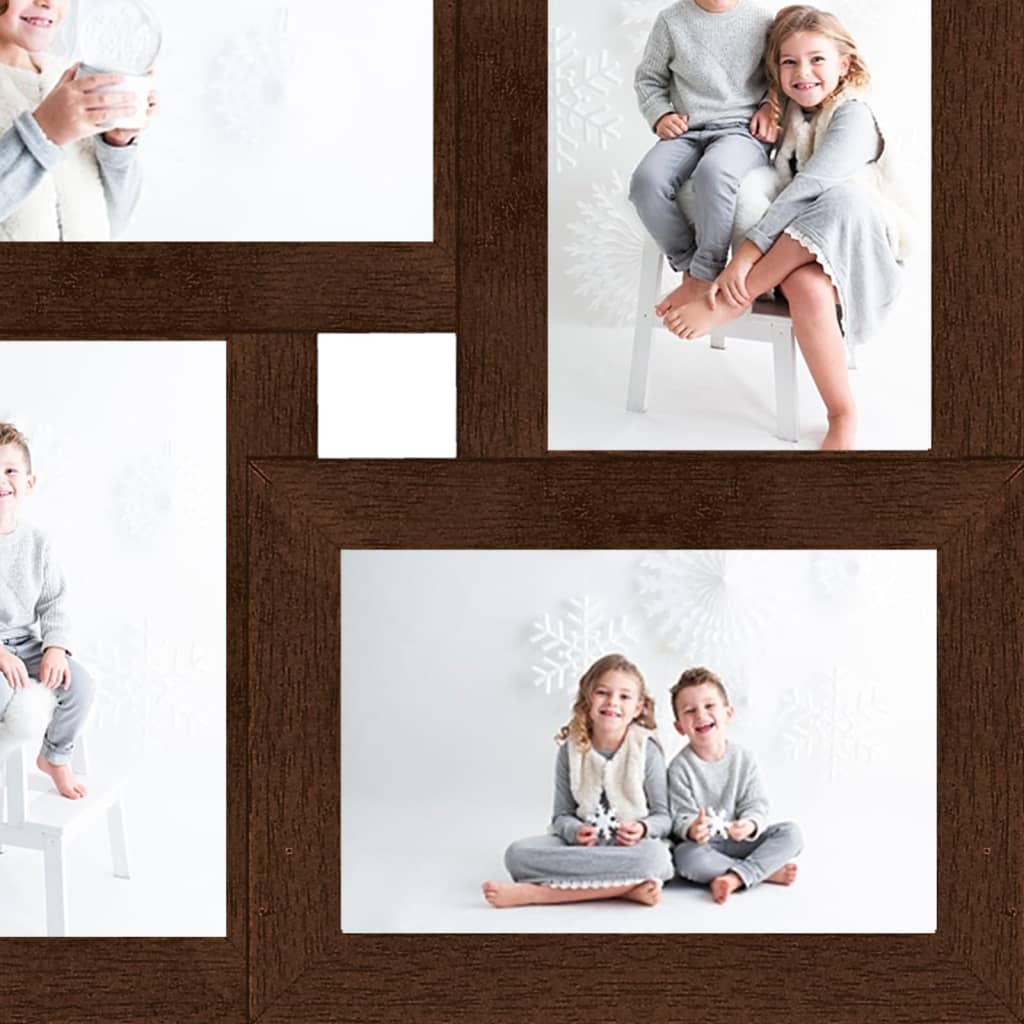 Fotorammekollasj for 4x(13x18 cm) bilde mørkebrun MDF