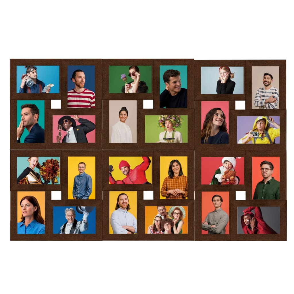 Fotorammekollasj for 24x(10x15 cm) bilde mørkebrun MDF