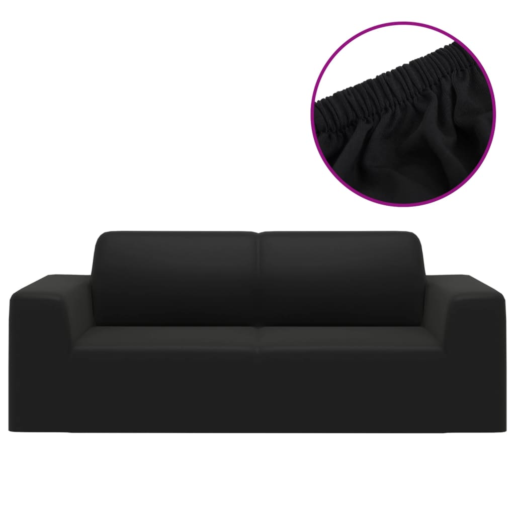 2-seters sofaovertrekk polyester svart