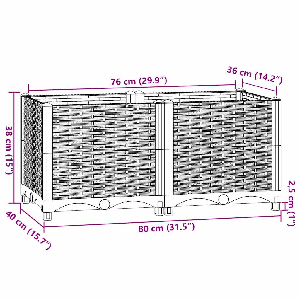 hevet bed 80x40x38 cm polypropylen