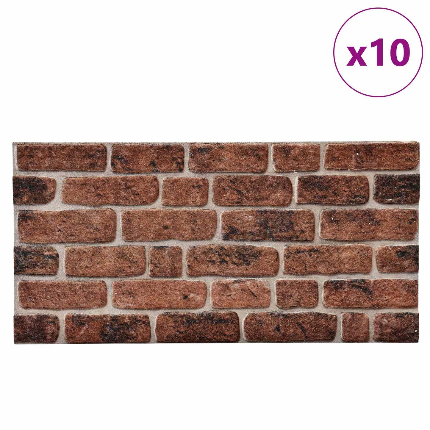 Veggpaneler 10 pcs Brun Murstein 100 x 50 cm EPS Skum