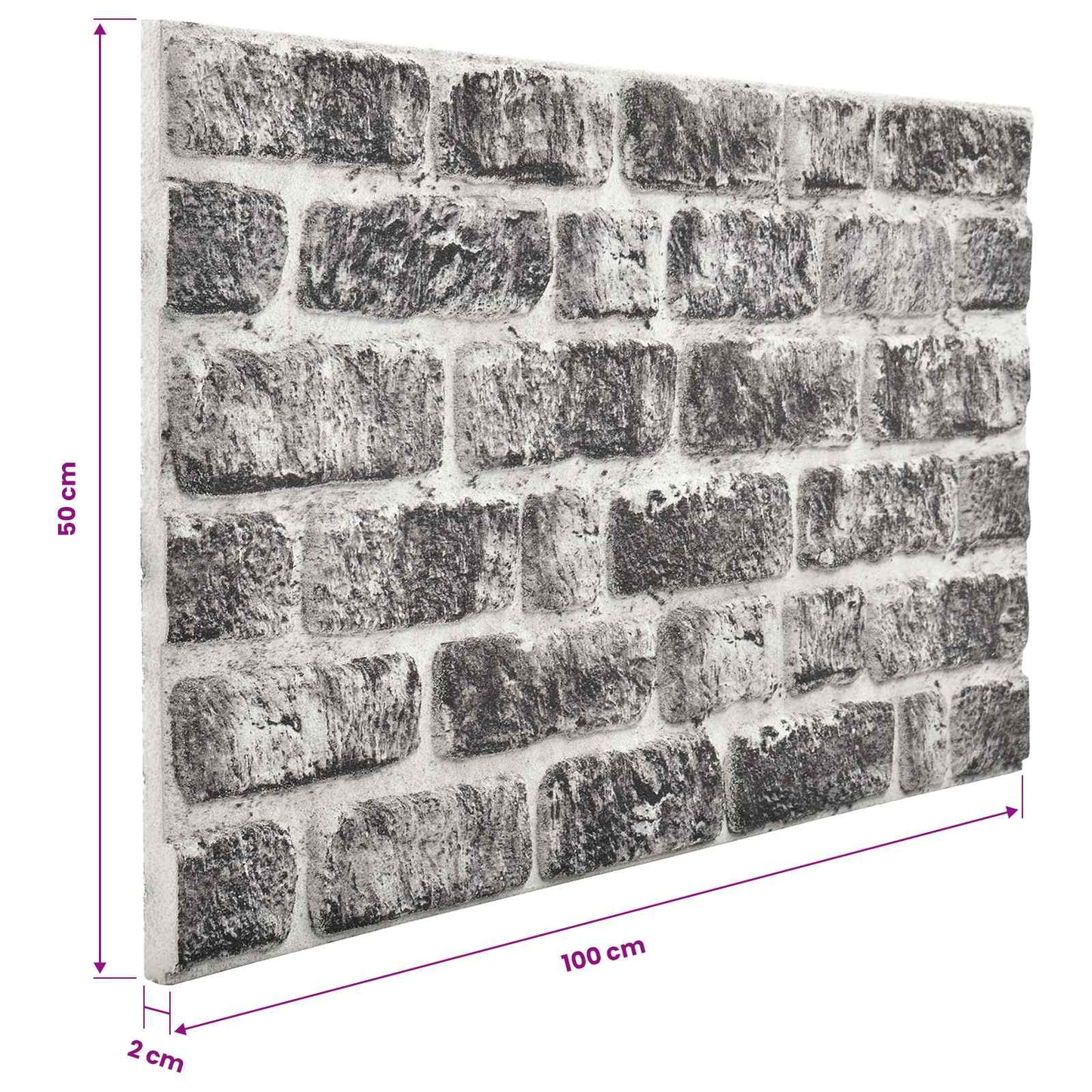 Veggpaneler 10 pcs Mørkegrå og hvit 100 x 50 cm EPS Skum