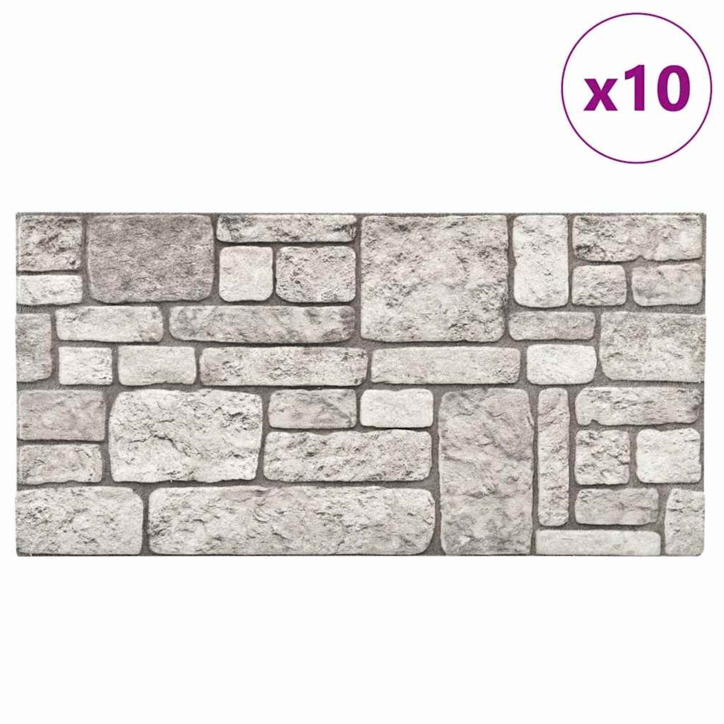 Veggpaneler 10 pcs Grå 100 x 50 cm EPS Skum