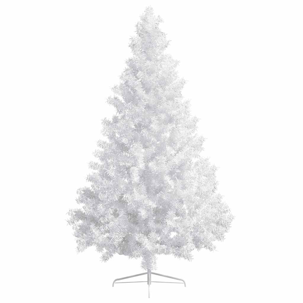 Forhåndsbelyst kunstig halvt juletre med kulesett hvit 210 cm