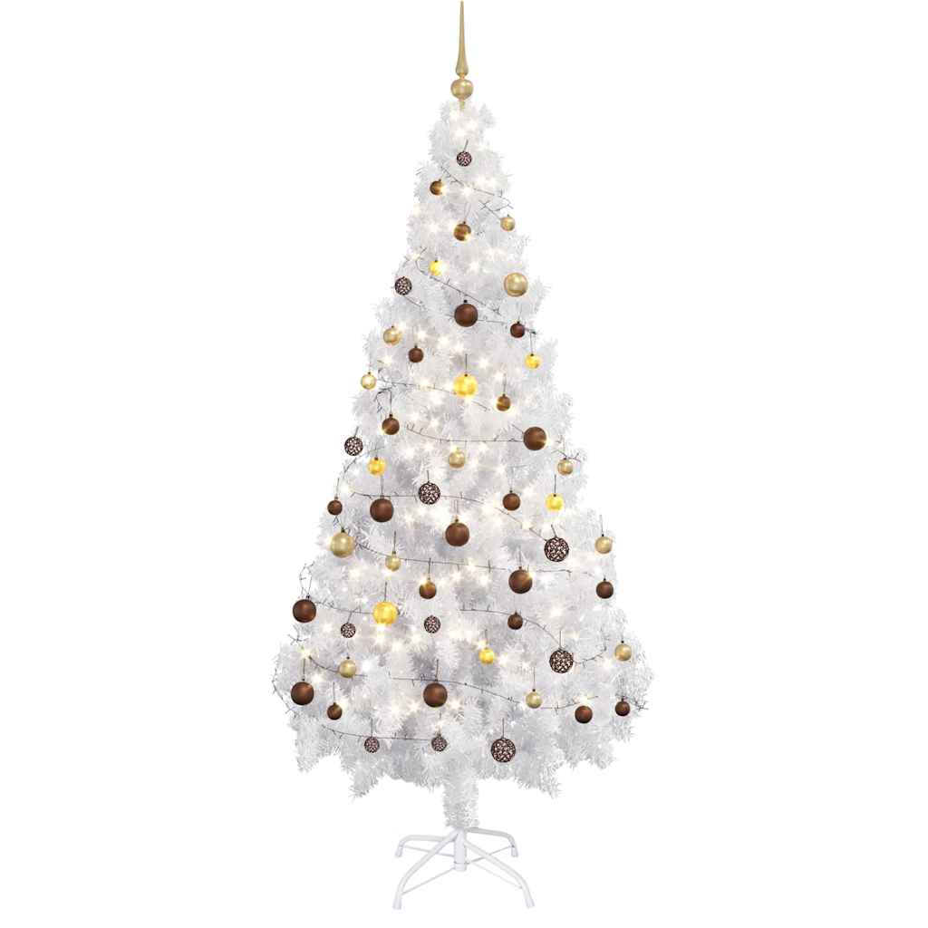Forhåndsbelyst kunstig juletre med kulesett 180 cm 620 grener