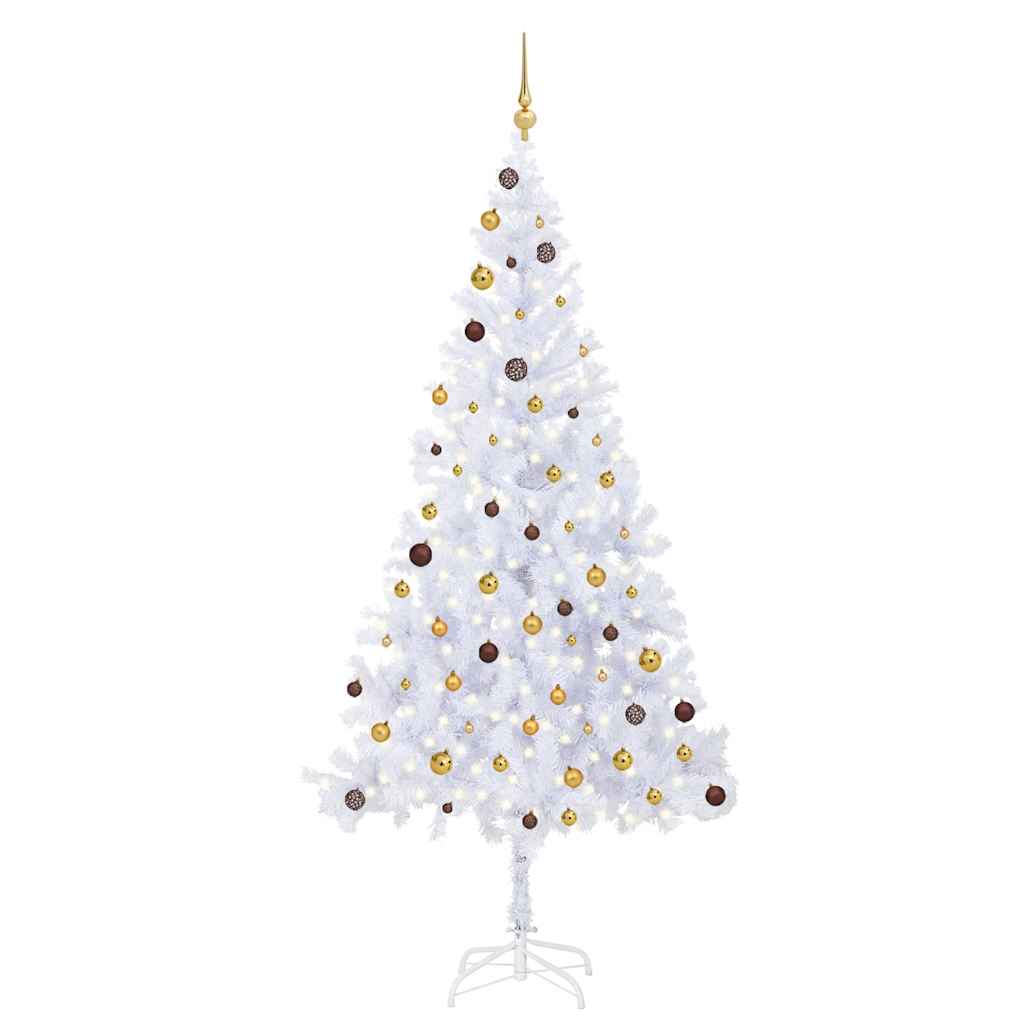 Forhåndsbelyst kunstig juletre med kulesett 210 cm 910 grener