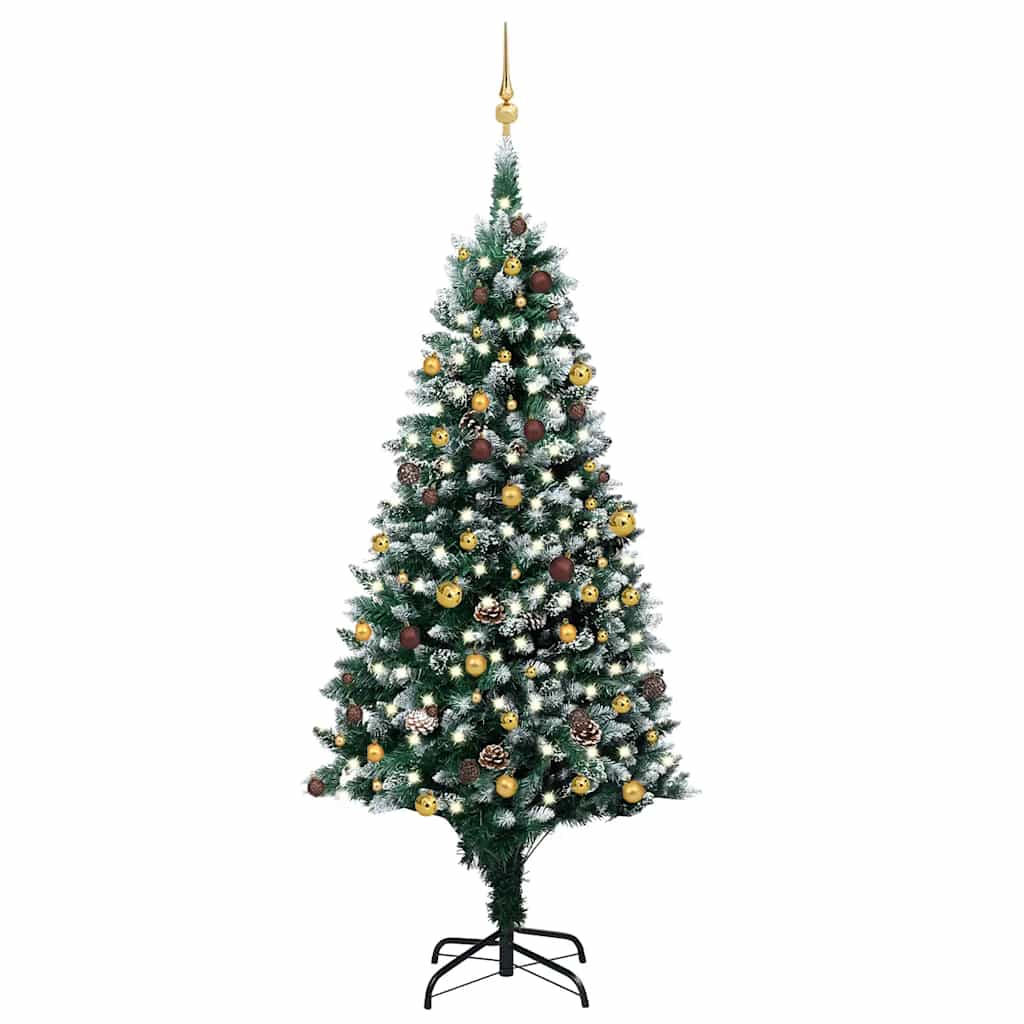 Kunstig juletre med LED og kulesett og kongler 240 cm