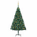 Forhåndsbelyst kunstig juletre med kulesett grønn 210 cm PVC