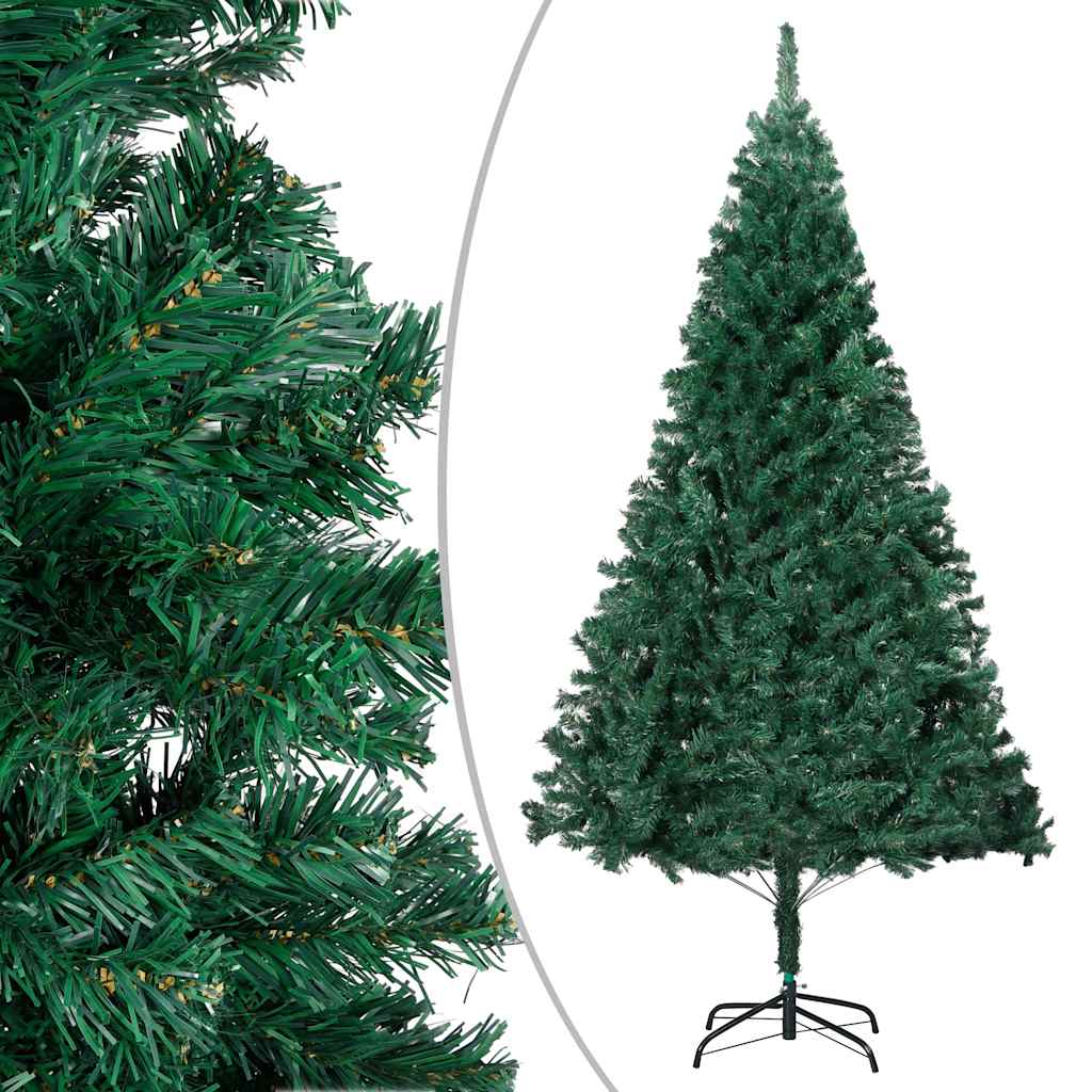 Forhåndsbelyst kunstig juletre med kulesett grønn 210 cm PVC