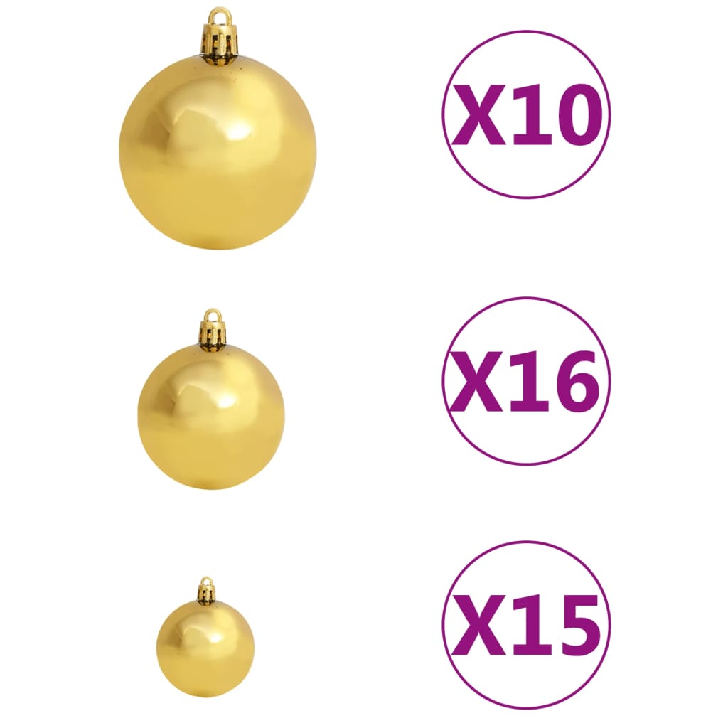 Forhåndsbelyst kunstig juletre med kulesett hvit 240 cm