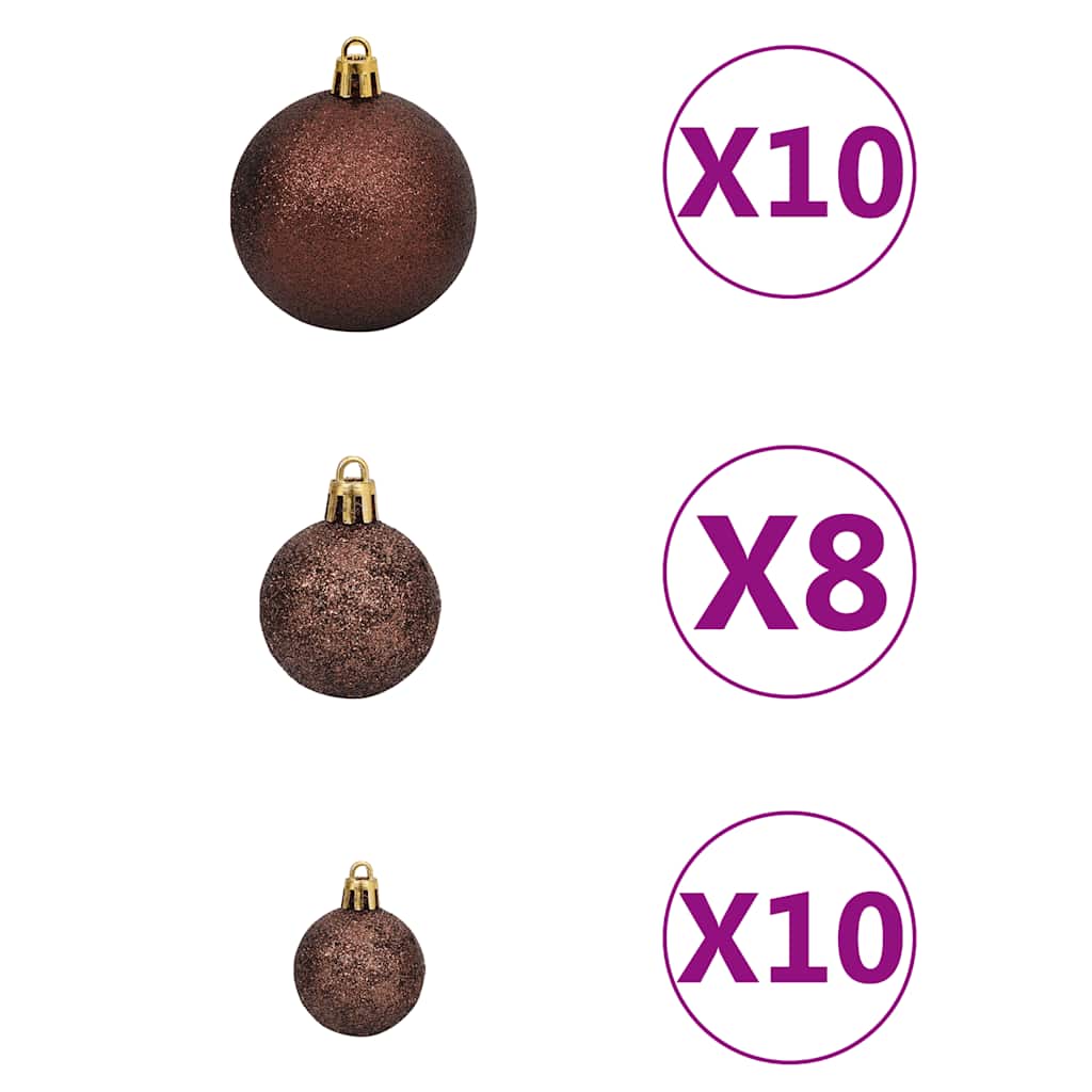 Forhåndsbelyst kunstig juletre med kulesett hvit 210 cm