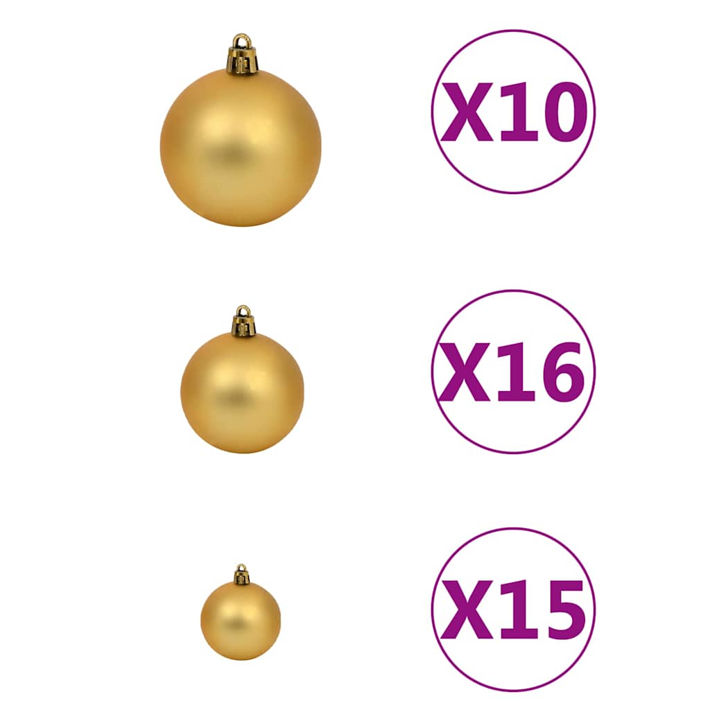 Forhåndsbelyst kunstig juletre med kulesett hvit 240 cm