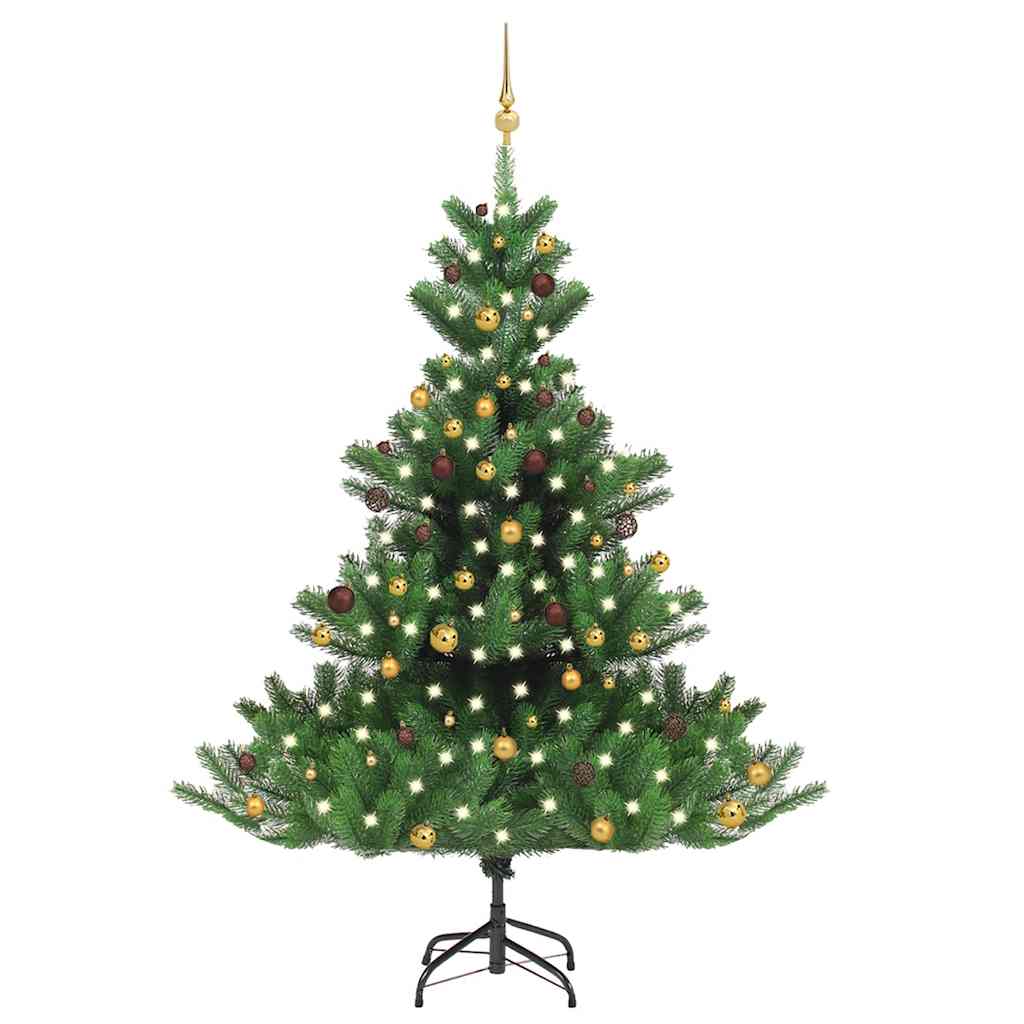 Nordmann kunstig juletre med LED og kulesett fir grønn 210 cm