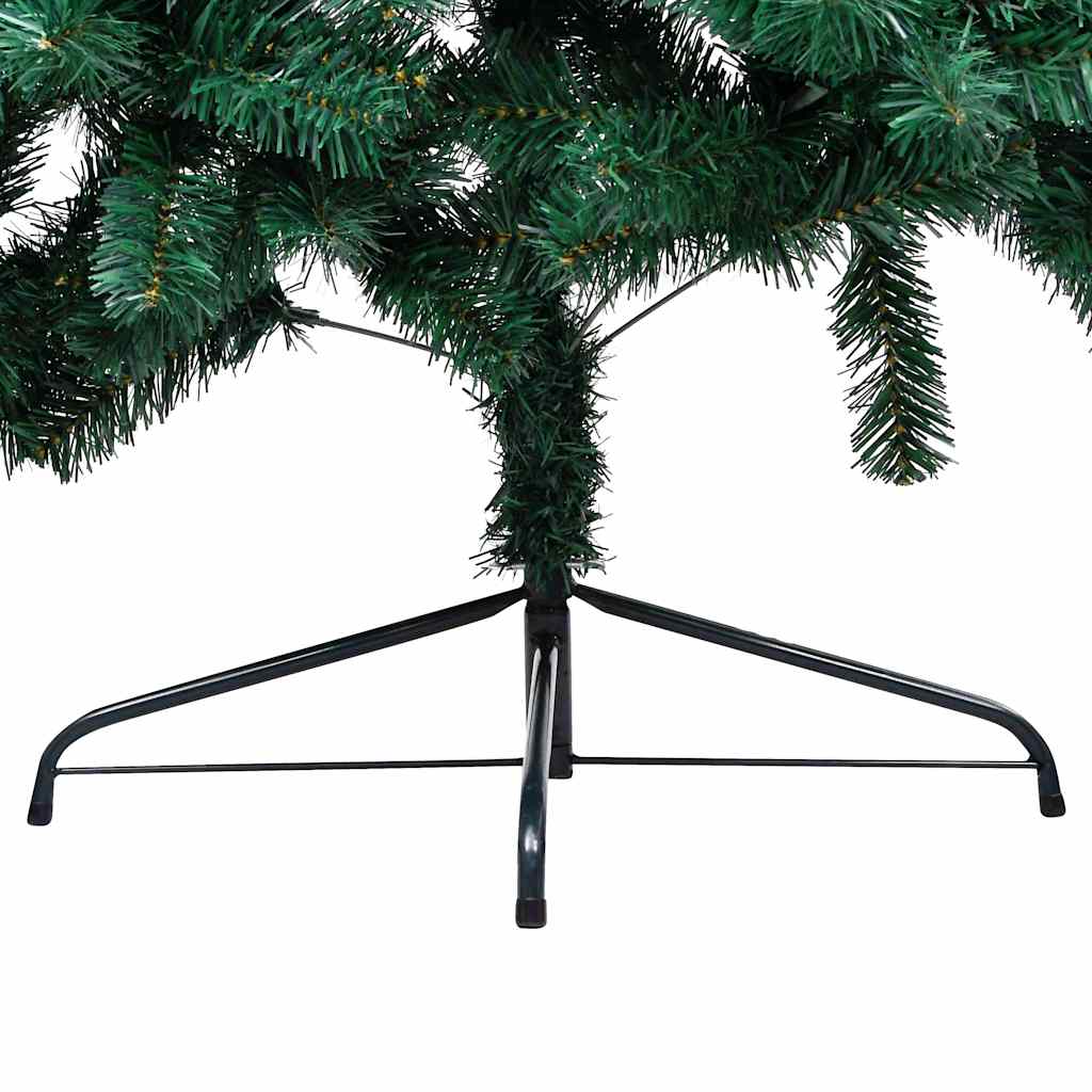 Forhåndsbelyst kunstig halvt juletre med kulesett grønn 120 cm
