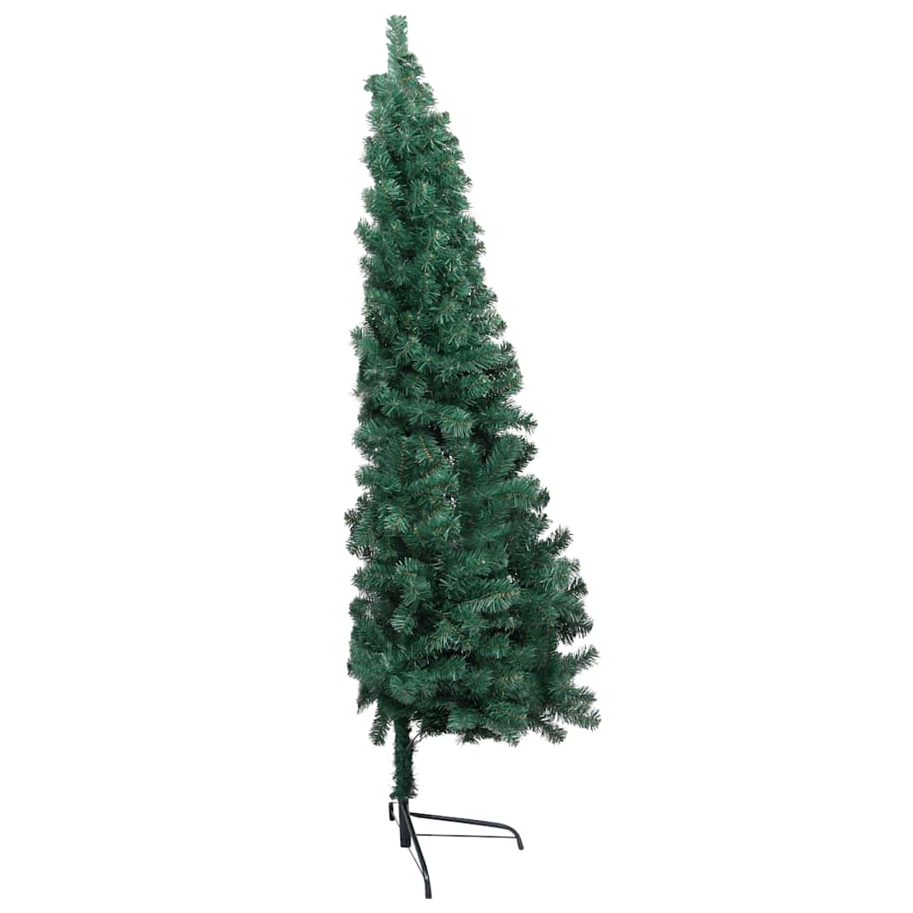 Forhåndsbelyst kunstig halvt juletre med kulesett grønn 180 cm