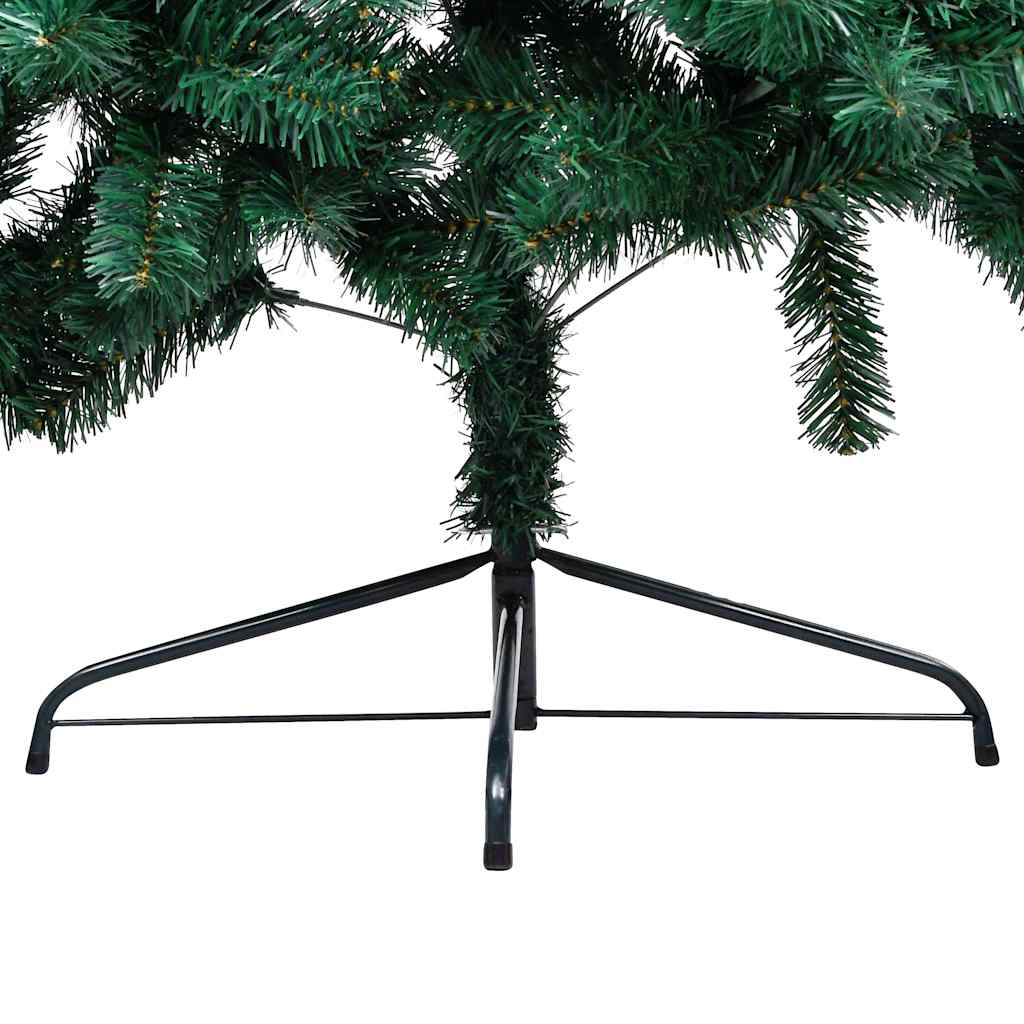 Forhåndsbelyst kunstig halvt juletre med kulesett grønn 210 cm