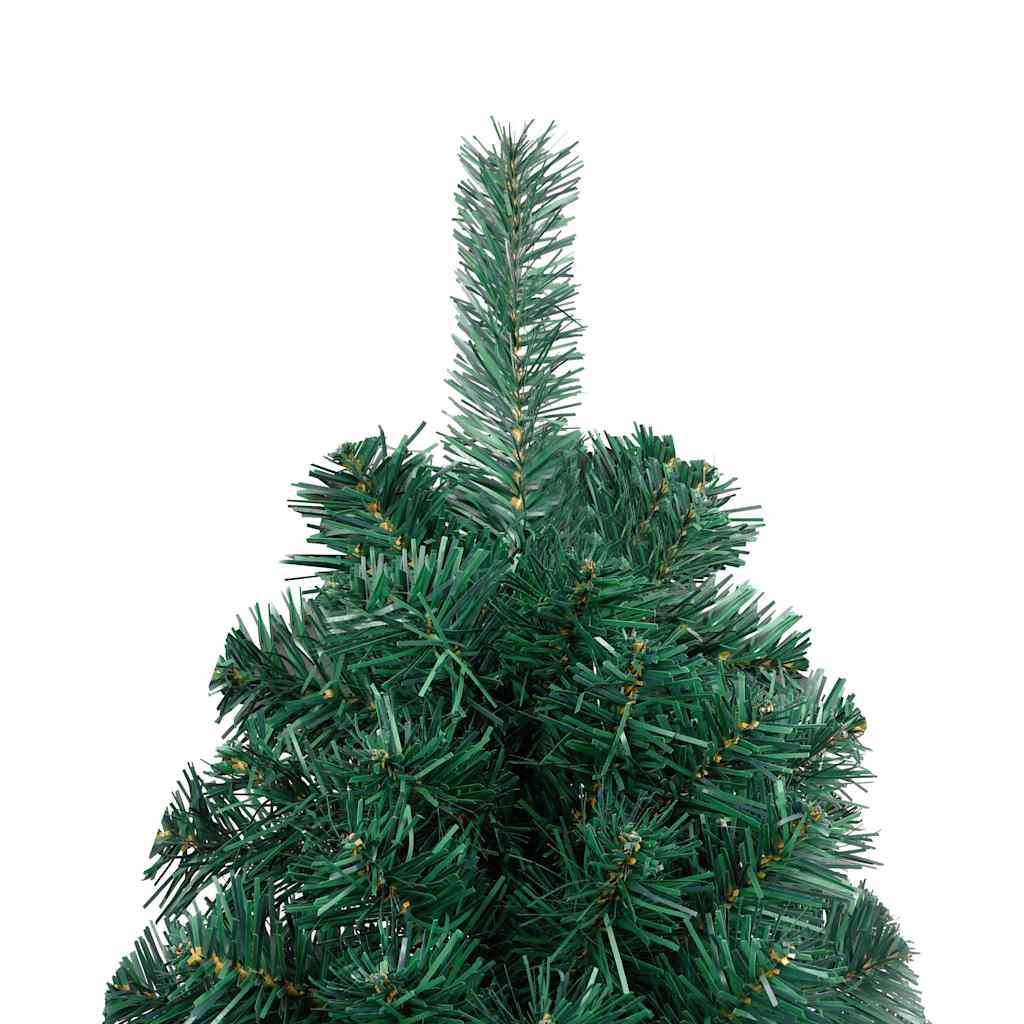 Forhåndsbelyst kunstig halvt juletre med kulesett grønn 240 cm