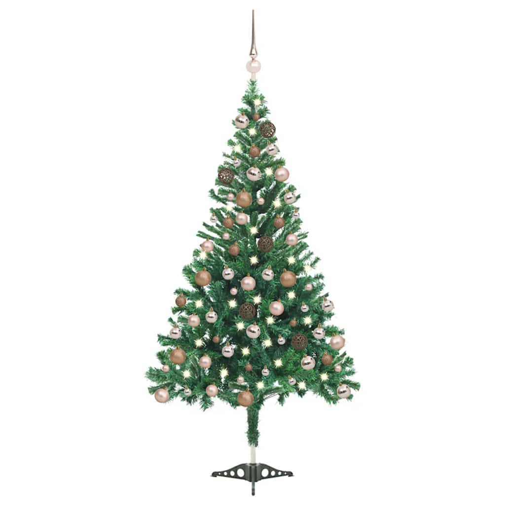 Forhåndsbelyst kunstig juletre med kulesett 120 cm 230 grener