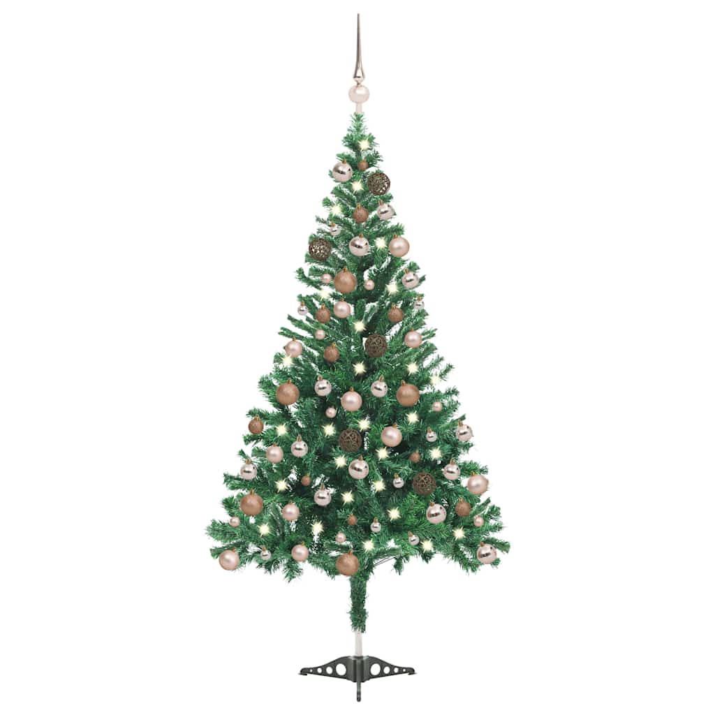 Forhåndsbelyst kunstig juletre med kulesett 180 cm 564 grener