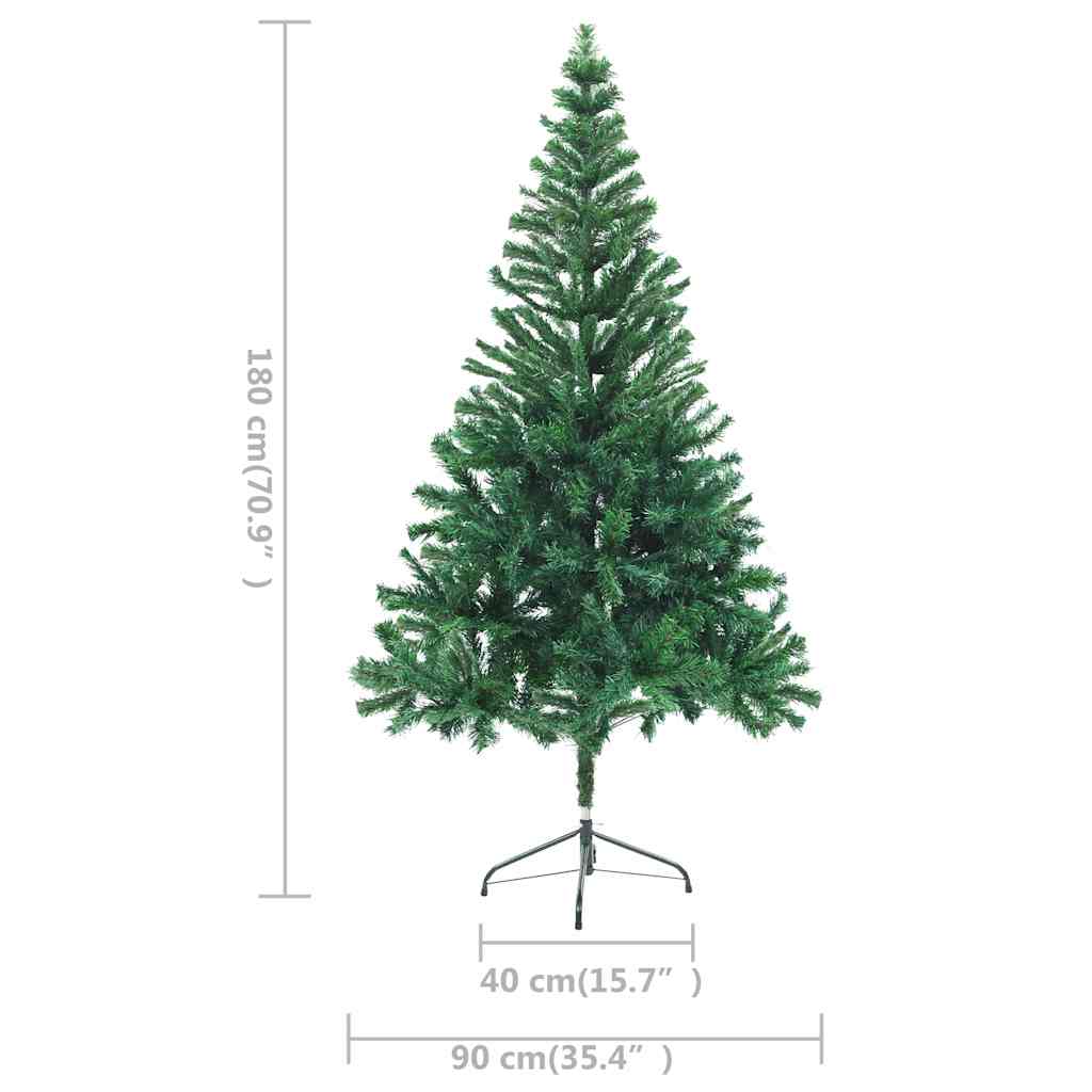 Forhåndsbelyst kunstig juletre med kulesett 180 cm 564 grener
