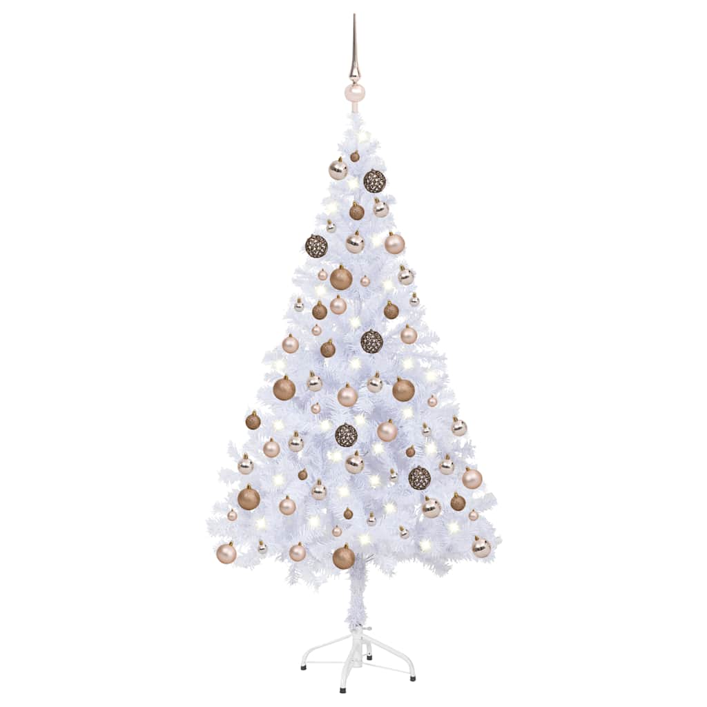 Forhåndsbelyst kunstig juletre med kulesett 150 cm 380 grener