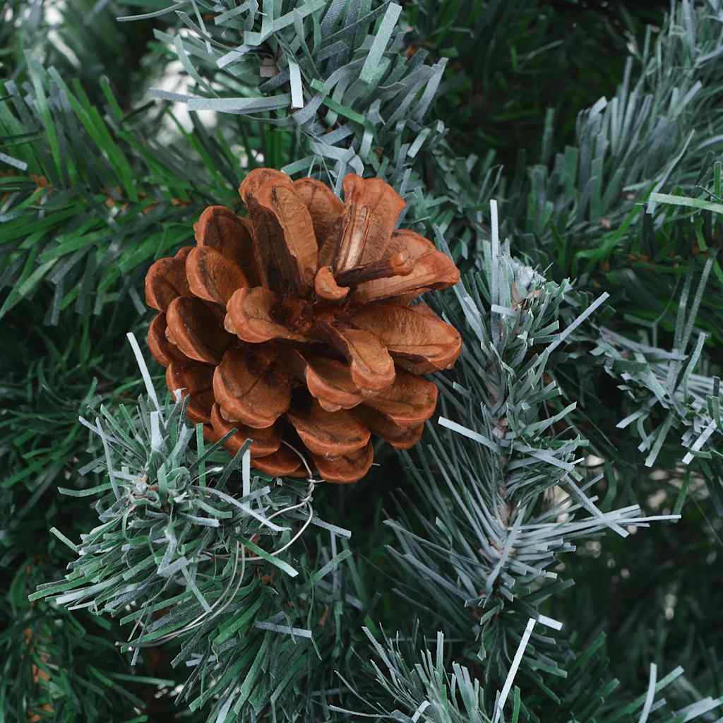 Forhåndsbelyst kunstig juletre med kulesett og kongler 180 cm