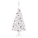 Forhåndsbelyst kunstig juletre med kulesett hvit 120 cm PVC