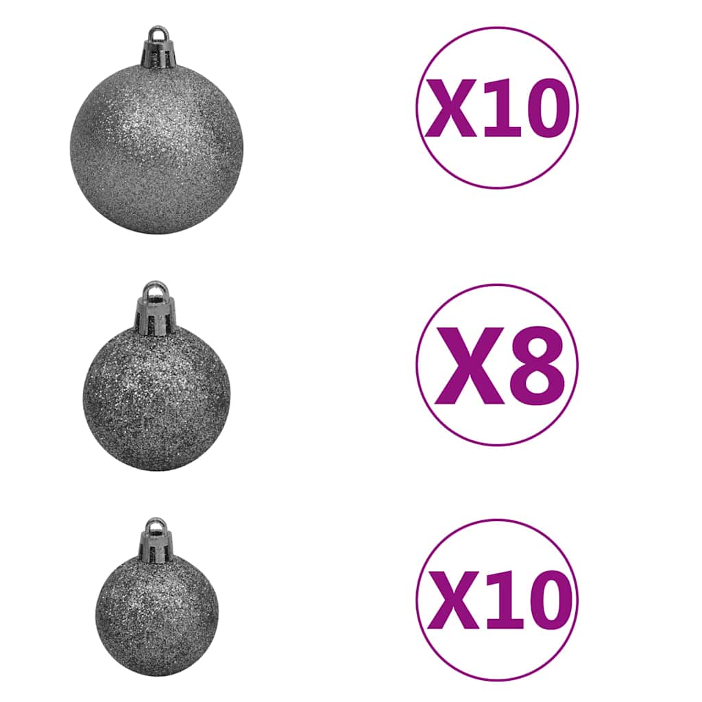 Forhåndsbelyst kunstig juletre med kulesett L 240 cm grønn