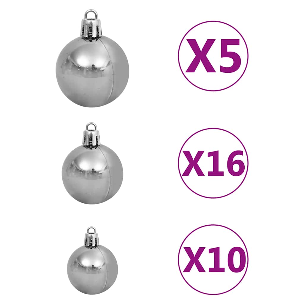 Kunstig juletre med LED og kulesett og kongler 240 cm