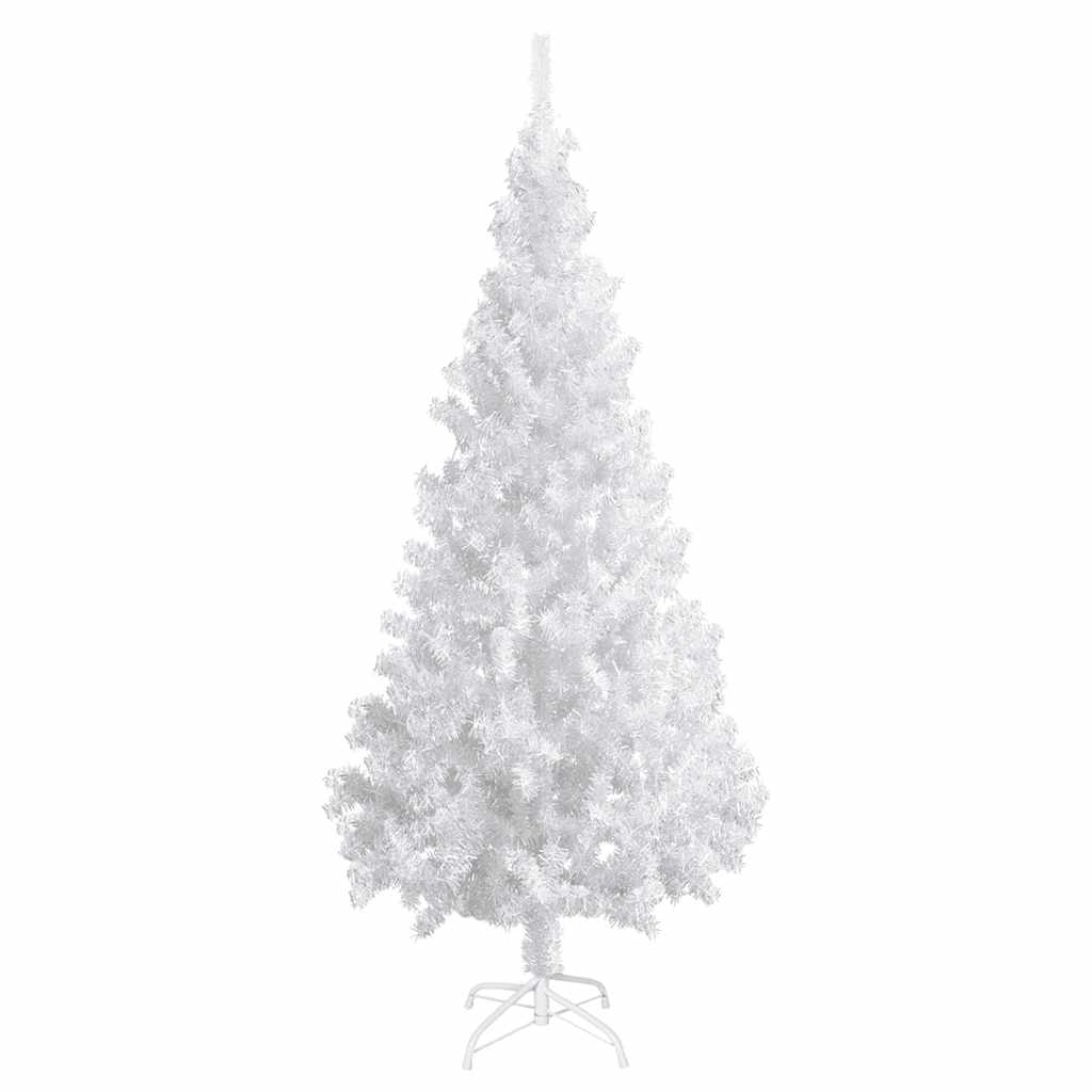 Forhåndsbelyst kunstig juletre med kulesett hvit 180 cm PVC