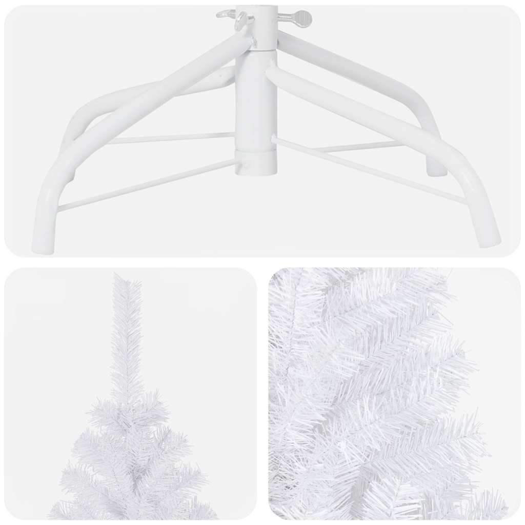 Forhåndsbelyst kunstig juletre med kulesett hvit 180 cm PVC