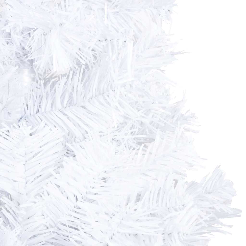 Forhåndsbelyst kunstig juletre med kulesett hvit 210 cm PVC