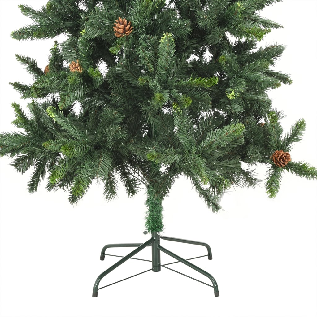 Forhåndsbelyst kunstig juletre med kongler grønn 180 cm
