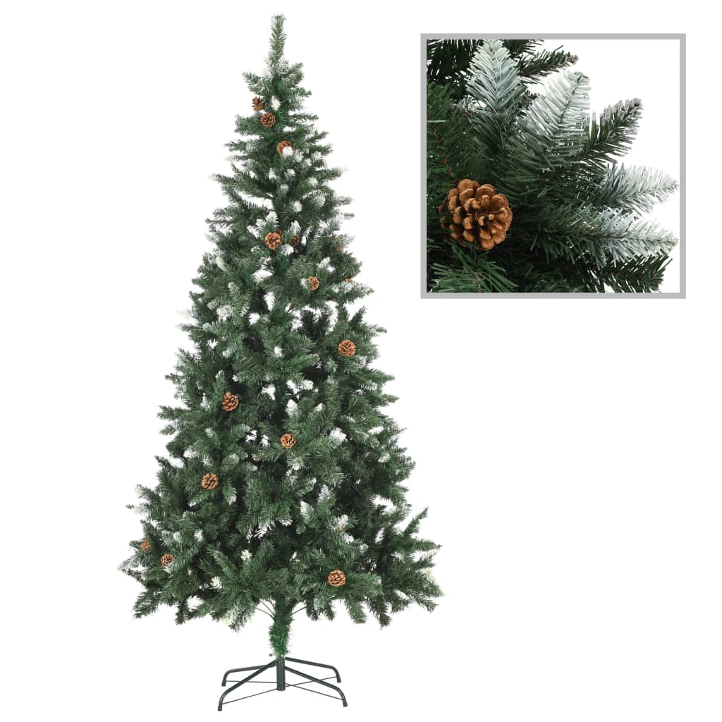 Forhåndsbelyst kunstig juletre med kongler 210 cm