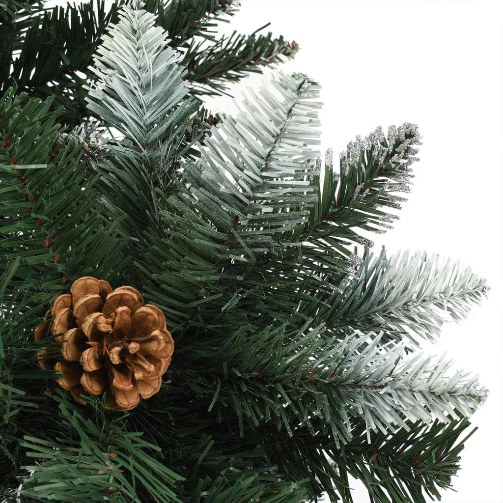 Forhåndsbelyst kunstig juletre med kongler 210 cm