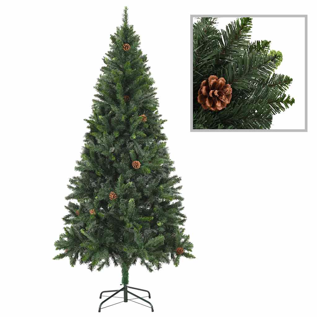 Forhåndsbelyst kunstig juletre med kulesett grønn 210 cm